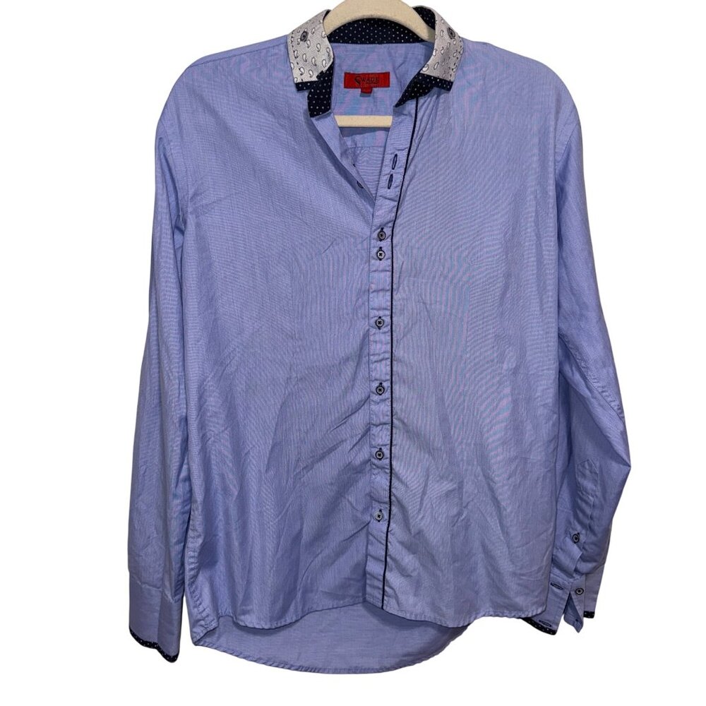 Swade Platinum Mens Long Sleeve Button-Down Shirt/ Paisley & Polka Dot Collar